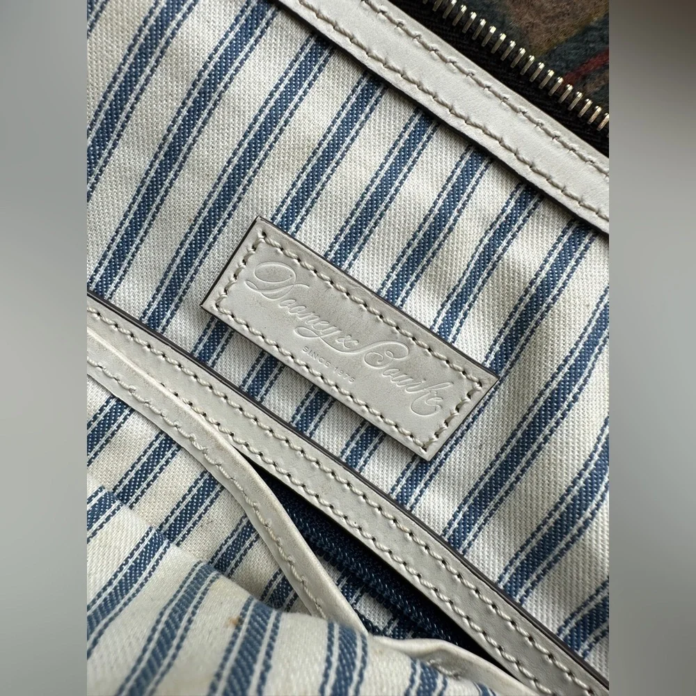 Dooney & Bourke‎ Beacon Woven Dome Satchel – Brown & White Leather – EUC